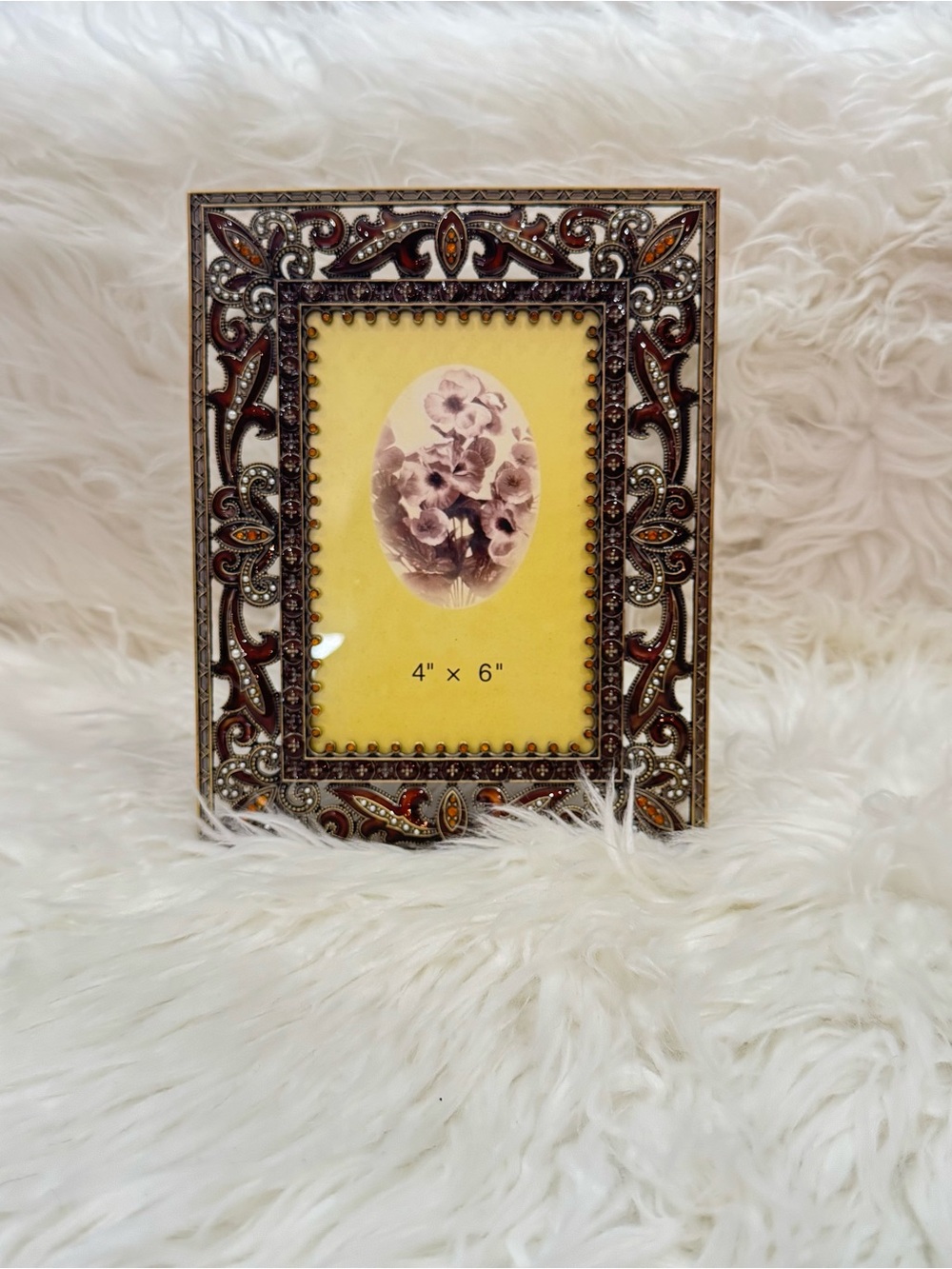 Ornate Brown and Silver Decorative 4x6 Picture Frame